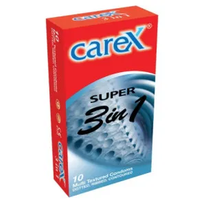 Carex Super 3 in 1 Condoms - 10s Pack