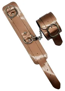 Fanny Bomb: Sensual Surrender Ankle Cuff - High Gloss Patent Leather - Brown