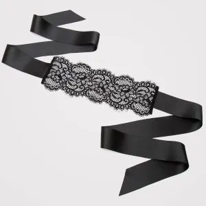 Fanny Bomb: Sensory Play Eye Mask - Satin Lace - Black