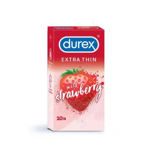 Durex Extra Thin Wild Strawberry Flavored Condoms - 12's Pack