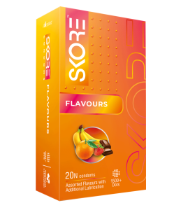 Skore Flavours Condoms - Assorted Flavored Colored with Raised Dots