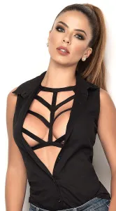 Eat Me with your Eyes - Lacy Romance - Harness Lingerie - Free Size - Black