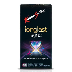 KamaSutra Longlast Sync Condoms - For Him and Her to Peak togther - 12's Pack