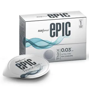 Manforce Epic ThinX | 0.03mm Ultra Thin Condoms for High Sensitivity | 10 Pcs