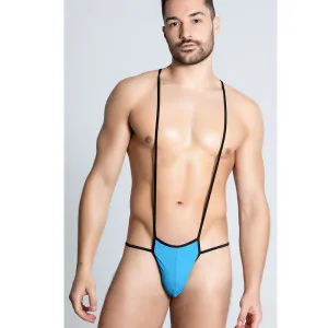 Blow my Whistle: Gladiator Sexy Thong for Men - Blue and Black - Free Size