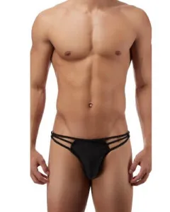 Blow My Whistle: Croc Cage Thong - Black-Free Size