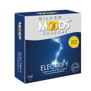 Moods Silver Electrify Delay and Multi Textured Condom - 3s Pack