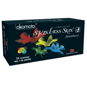 Okamoto SKIN LESS SKIN CONDOMS - Strawberry Flavor - 10s Pack