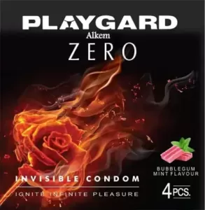Playgard Zero Invisible Condom Bubblegum & Mint Flavoured Condoms - 4's Pack