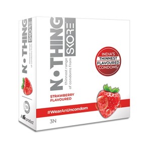 SKORE NOTHING – Thinnest Strawberry flavoured condoms – 3s