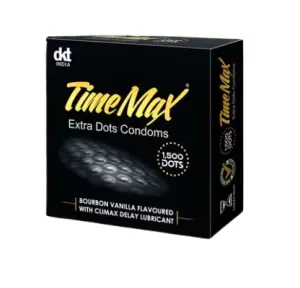 Time Max Extra Dots, Climax delay- Bourbon Vanilla Flavored Condoms - 3s pack