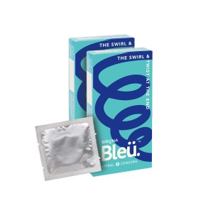 Bleu Spiral Toxin Free Condoms for Men - Unique Shaped head (first in India) for enhanced stimulation, improved experience, vegan & odourless - 8s Pack